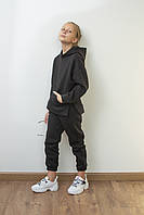 Костюм для дівчинки зимовий утеплений чорного кольору Спортивний костюм - двійка теплий вік 6-10 років, фото 2