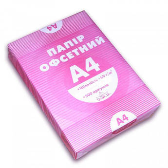Папір офісний А4, 60 г/м2, 500 аркушів, Преса України