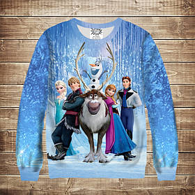 Світшот з 3D принтом Холодне Серце (Frozen) Всі герої. Дорослі і Дитячі розміри ВСІ Розміри