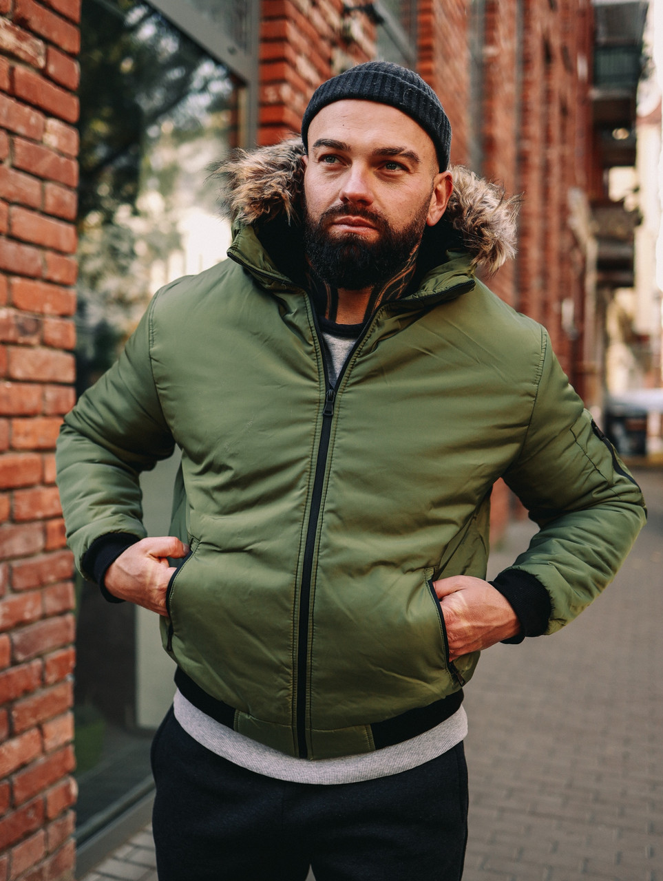 Куртка мужская зимняя теплая качественная зеленая (олива) короткая M ...