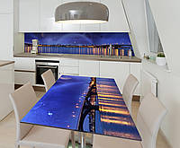 Наклейка 3Д виниловая на стол Zatarga «Ночной город у воды» 600х1200 мм для домов, квартир, столов,