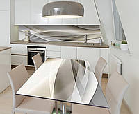 Наклейка 3Д виниловая на стол Zatarga «Бежевая Абстракция 3Д» 600х1200 мм для домов, квартир, столов,
