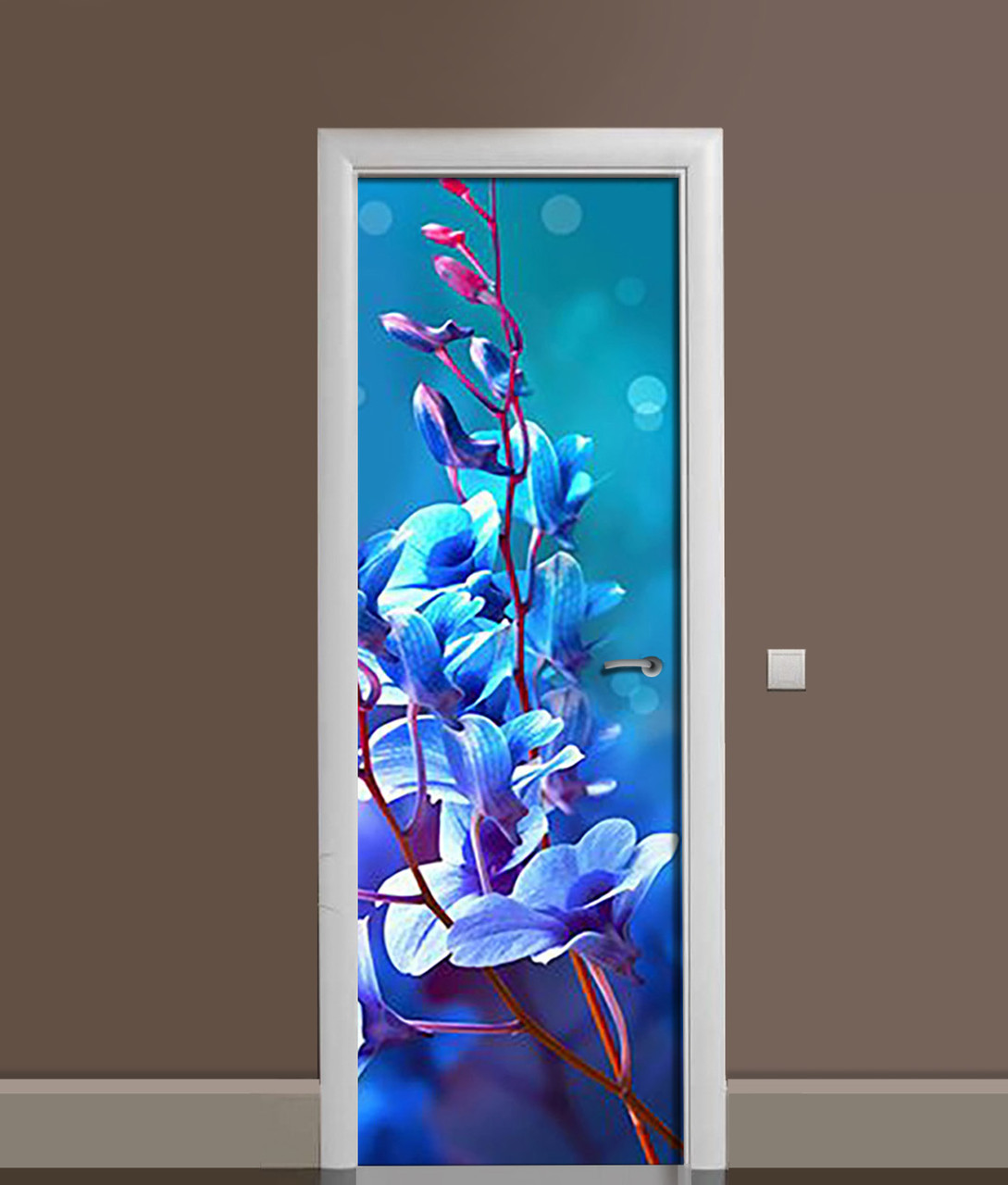 Наліпка на двері Zatarga "Сині відблиски" 650х2000 мм вінілова 3Д Наліпка декор самоклеюча