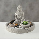 Сад каменів Будда зі свічками h14см сірий, фото 2