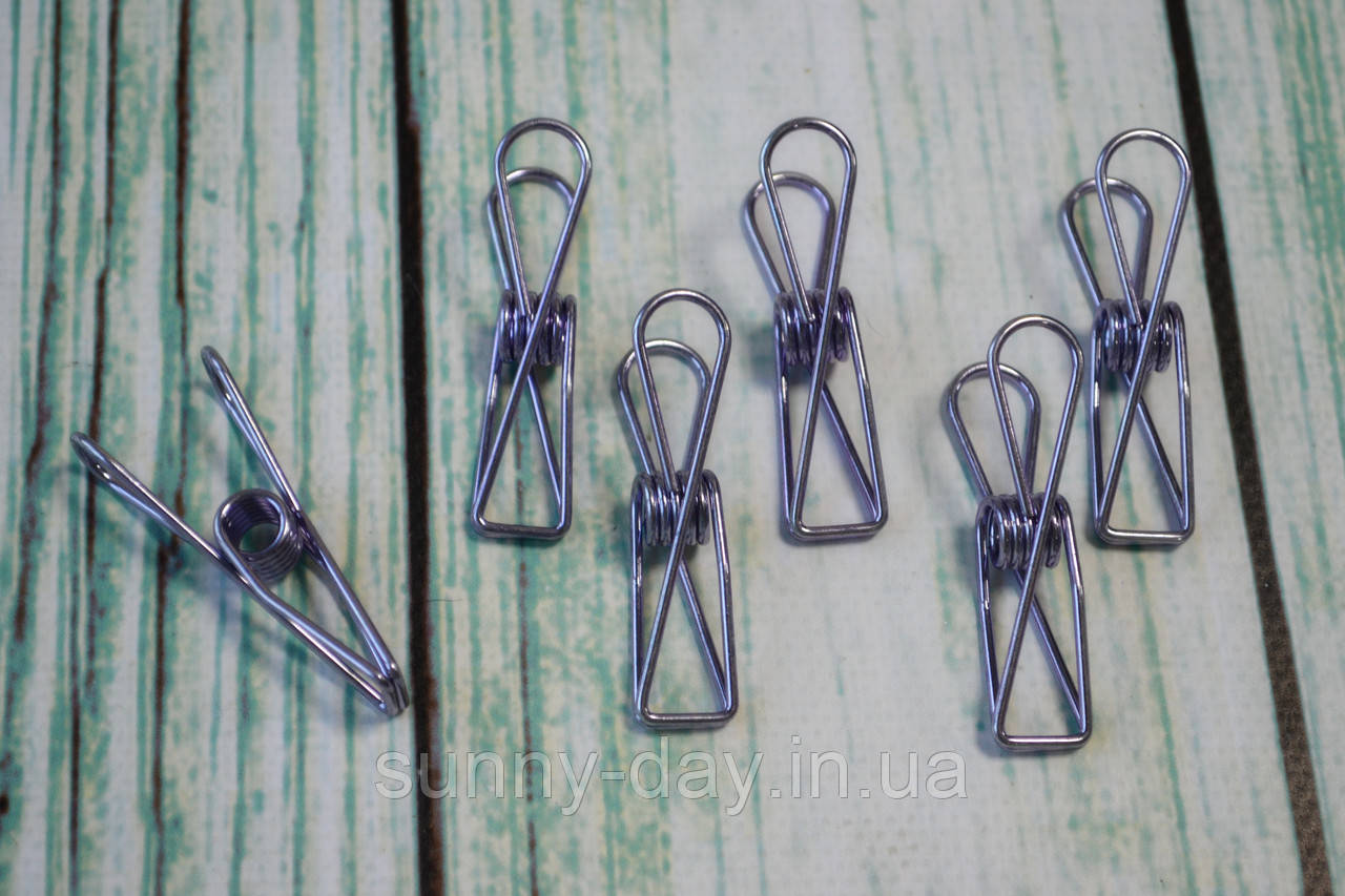 Прищіпки металеві 55х15 мм колір — бузковий, фото 1