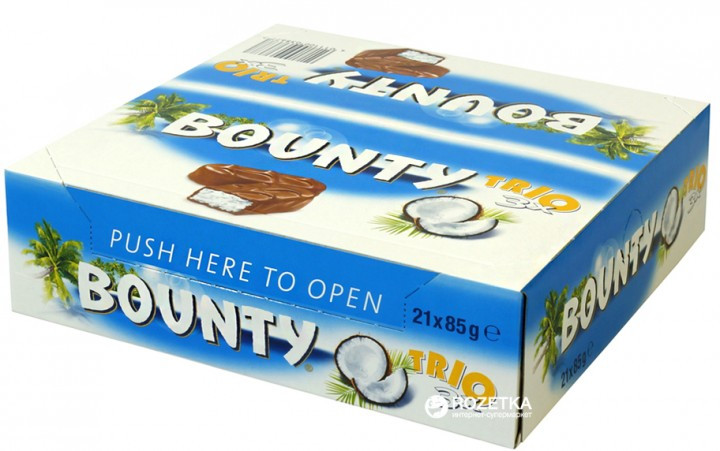 Упаковка батончиків Bounty Trio 21 шт x 85 г