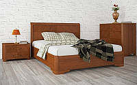 Ліжко дерев'яне Мілена з дерев'яною спинкою Інтарсія ТМ Олімп