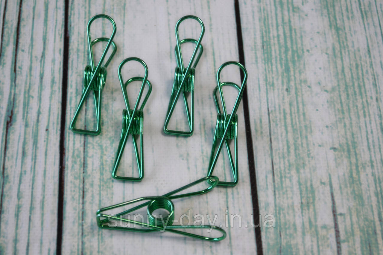 Прищіпки металеві 75х18 мм колір — зелений, фото 1