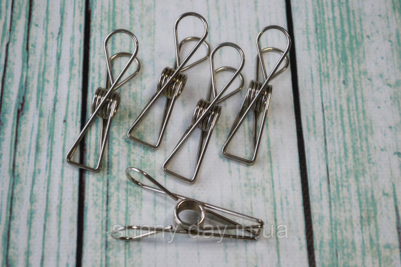 Прищіпки металеві 75х18 мм колір — срібло, фото 1