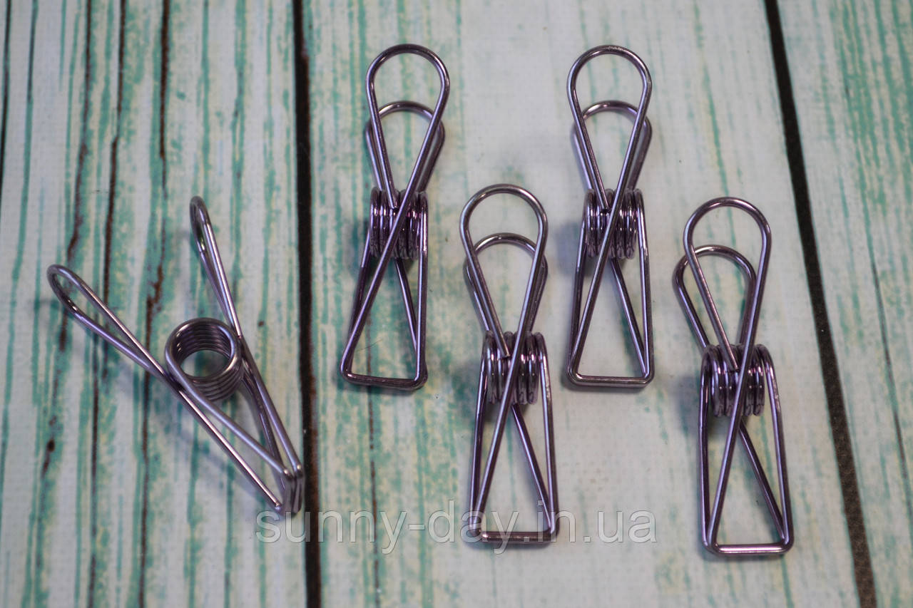 Прищіпки металеві 75х18 мм колір — бузковий, фото 1