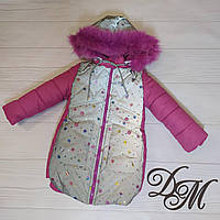 Куртка зимняя светоотражалка для девочек "Маришка" 24, 26