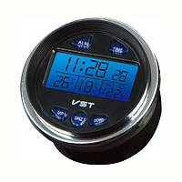 Часы автомобильные электронные авточасы VST-7042V для ВАЗ с вольтметром, температурой