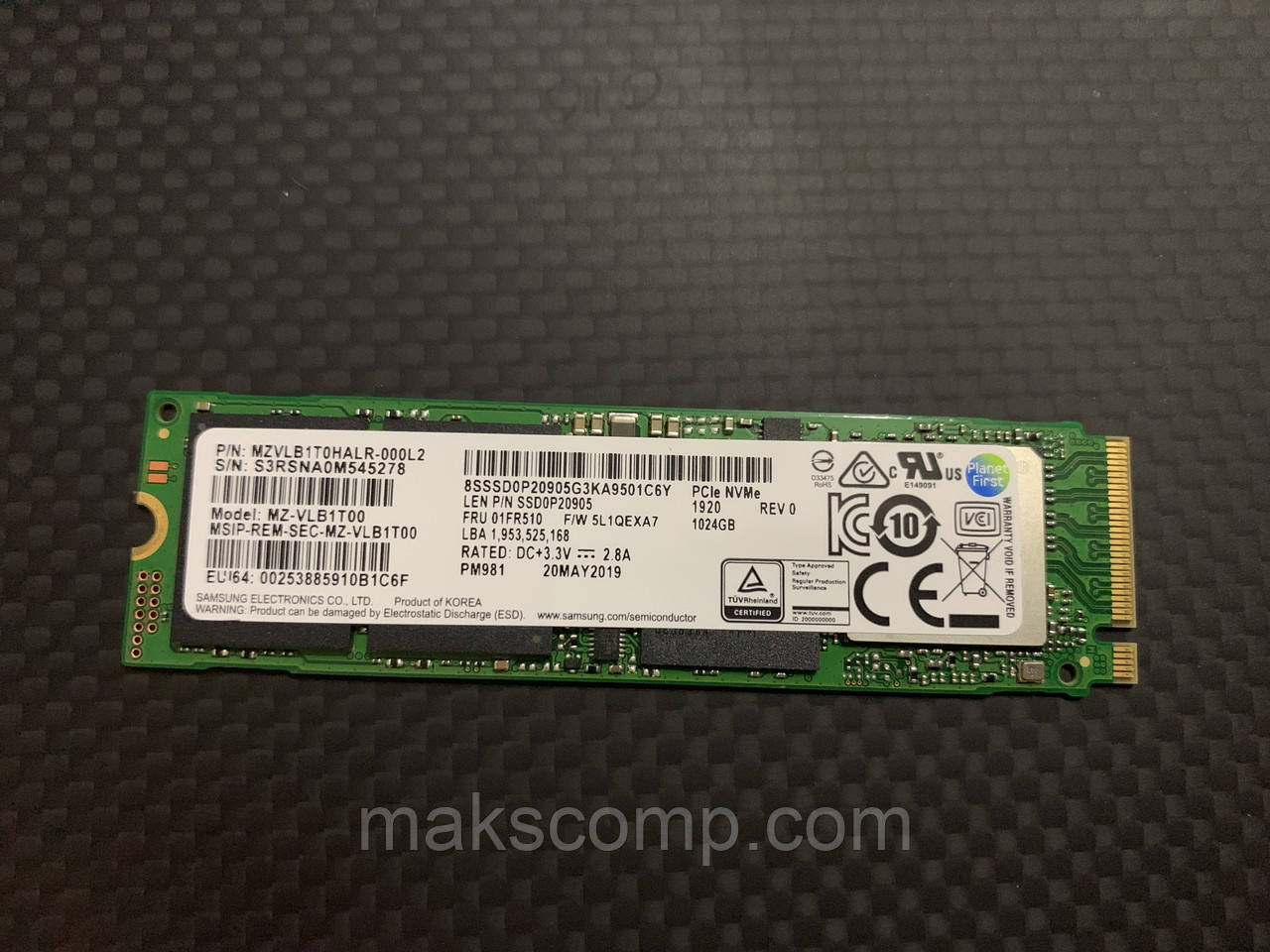 SSD Samsung PM981 1 Tb m.2 NVMe PCIe MZVLB1T0HALR, фото 1