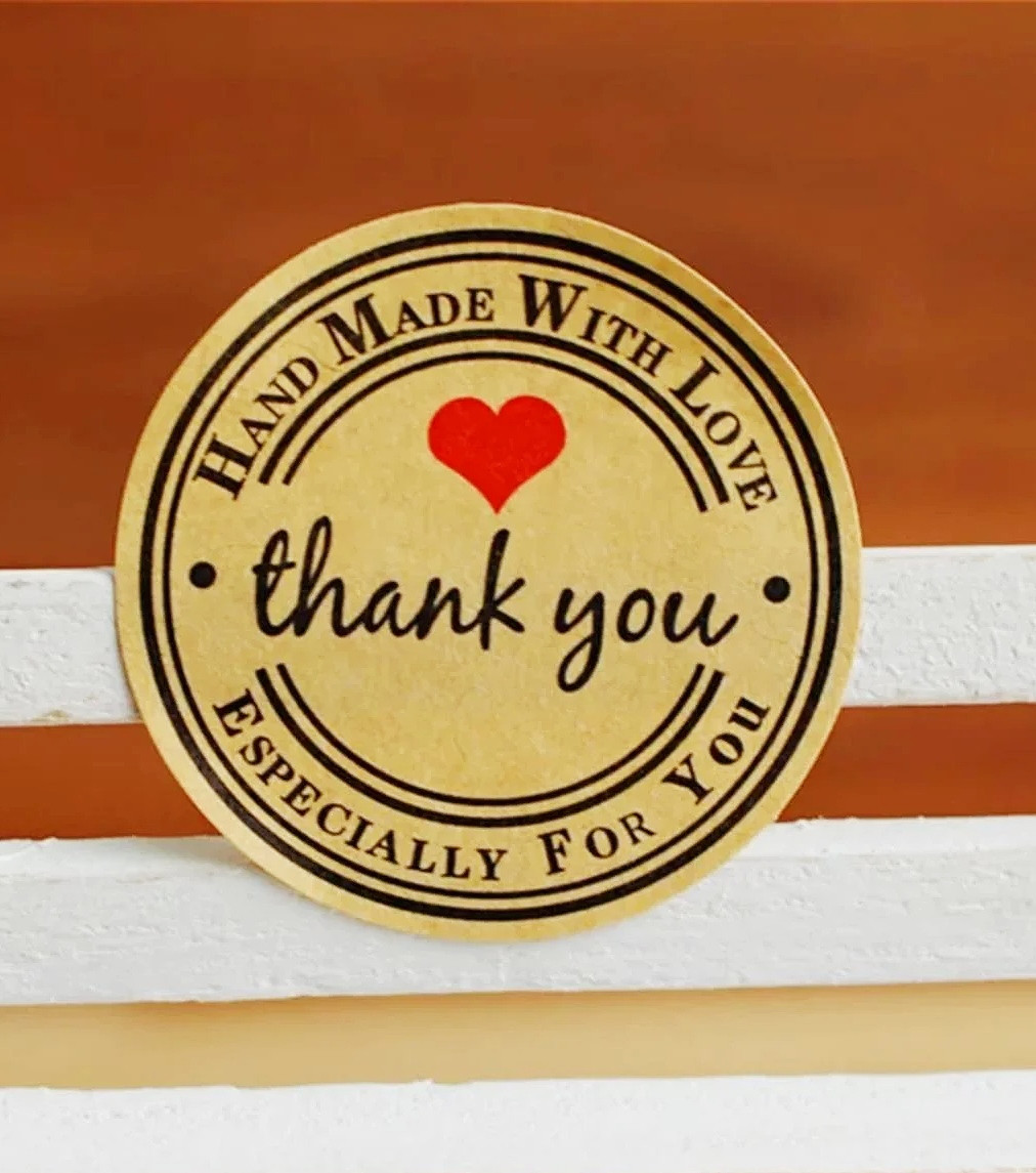 Наклейки Hand made with love для подарунків, хенд-мейд великі (0003), фото 1