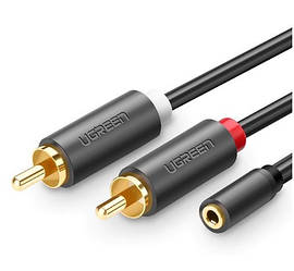 Перехідник-розгалужувач 3.5 mm F / 2RCA M Ugreen 25CM (AV102)