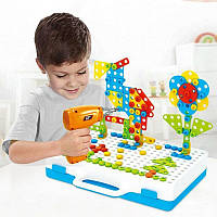 Детский конструктор Creative Puzzle Mosaic 193 детали мозаика с шуруповертом для детей (Оригинальные фото)