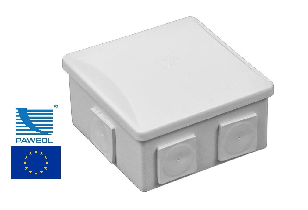 Коробка монтажна IP44 80x80x40 Pawbol S-BOX 036 розподільна зовнішня і настінна з сальниками PG29