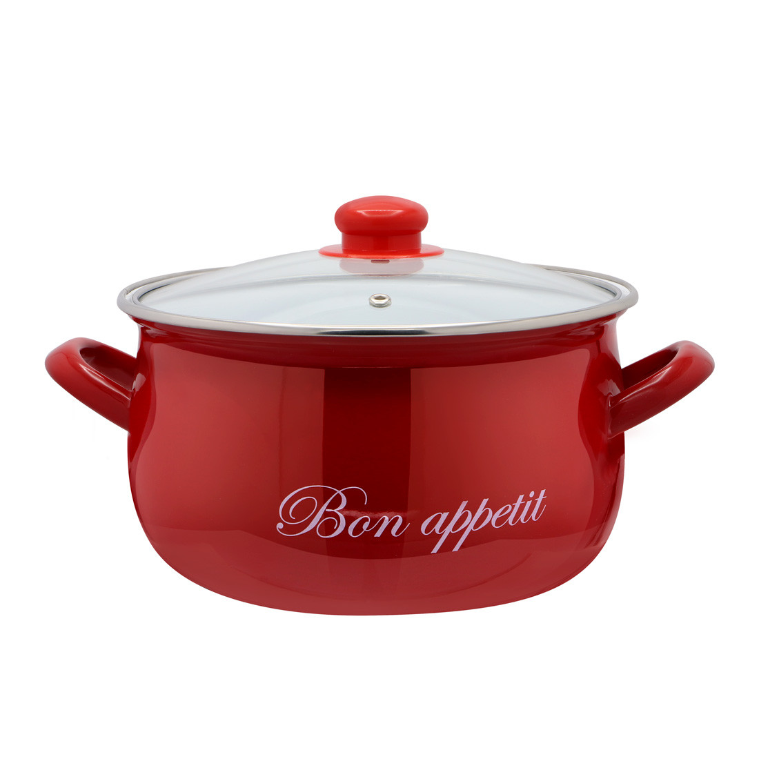 Каструля емальована 5,1 л червона "Bon appetit" 2234С