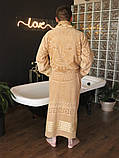 Махровий Чоловічий халат довгий Бежевий турецького виробництва, бренд KAYRA розмір L - XL, фото 4
