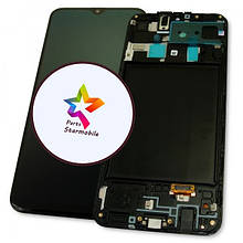 Дисплей Samsung Galaxy A20 A205 с сенсором и рамкой, черный OLED