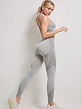 Спортивний жіночий костюм для фітнесу бігу йоги. Спортивні жіночі легінси топ для фітнесу, розмір L (сірий), фото 2