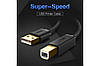 Кабель UGREEN USB 2.0 to USB type B для принтерів, сканерів, МФУ 1M Black (US135), фото 6
