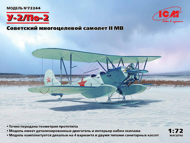 У-2/По-2. Збірна модель багатоцільового літака часів Другої світової війни. 1/72 ICM 72244, фото 1