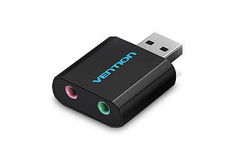 Зовнішня звукова карта Vention USB, AUX Black (VAB-S17-B)