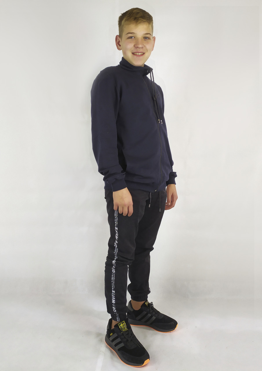 Кофта двунитка з замком великих розмірів темно синього кольору 3XL-5XL, фото 1