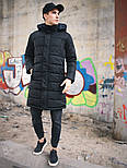 Чоловіча зимова куртка довга парку чорна Туреччина. Живе фото. Чоловіча куртка, фото 7