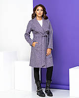 Кардиган букле жіночий однотонний із начосом теплий лавандовий 44-50р