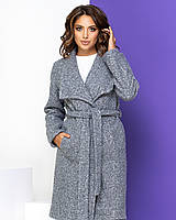 Жіночий кардиган букле однотонний із начосом теплий сірий 44-50р