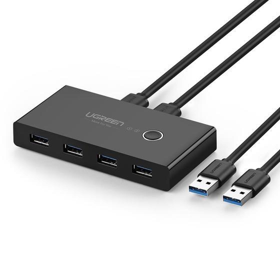 Комутатор Ugreen 2 In 4 Out USB 3.0 Switch Box 1.5 М Black (30768), фото 1
