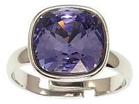 Кольцо Xuping Родий с кр-ми Swarovski "Кристалл Tanzanite 12х12мм" р.17-18