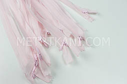 Блискавка потайна блідо-рожевого кольору (довжина 50 см) № МП 1-37