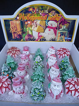 Набір декоративних свічок Новорічний 20 штук h = 10 см