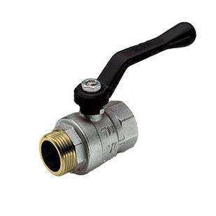 Кран кульовий водяний з чорною ручкою В-З 1 TIEMME