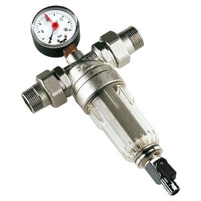 Фільтр самоочисний прозорий з американкою 1/2 і манометром TIEMME, фото 1