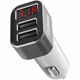 Автомобільний зарядний пристрій Gelius Pro Wolt LCD GP-CC005 2 USB 3.1 A White з кабелем MicroUSB