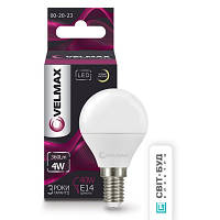 LED Лампа Velmax V-G45, 4W, E14, 3000K, 360LM, кут 220°