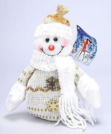 Новорічна м'яка іграшка Сніговик ПО ЯЛКУ 21 см, фото 1