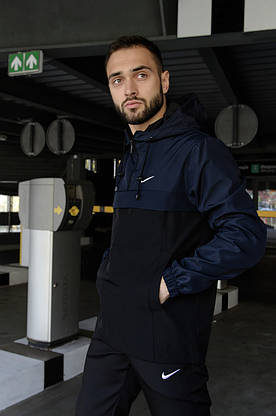 Анорак Nike President Чоловічий осінній весняний Синій Чорний найк вітровка, фото 3