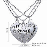 Кулони потрійні best friends forever підвіски Потрійний кулон для трьох друзів у вигляді серця парні, фото 3
