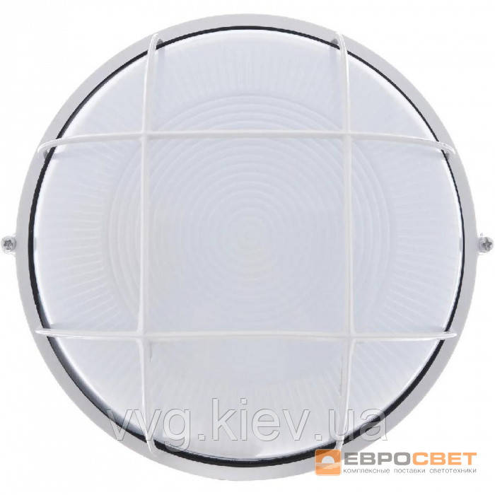 Світильник WOL-10 60Вт Е27 коло білий з решіткою IP65, ЕВРОСВЕТ