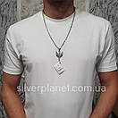 Чоловічий якірний срібний ланцюжок з хрестиком з крилами ангела, срібло для чоловіків, фото 3