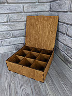 Деревянная коробка для подарка 25*25*8см с ячейками