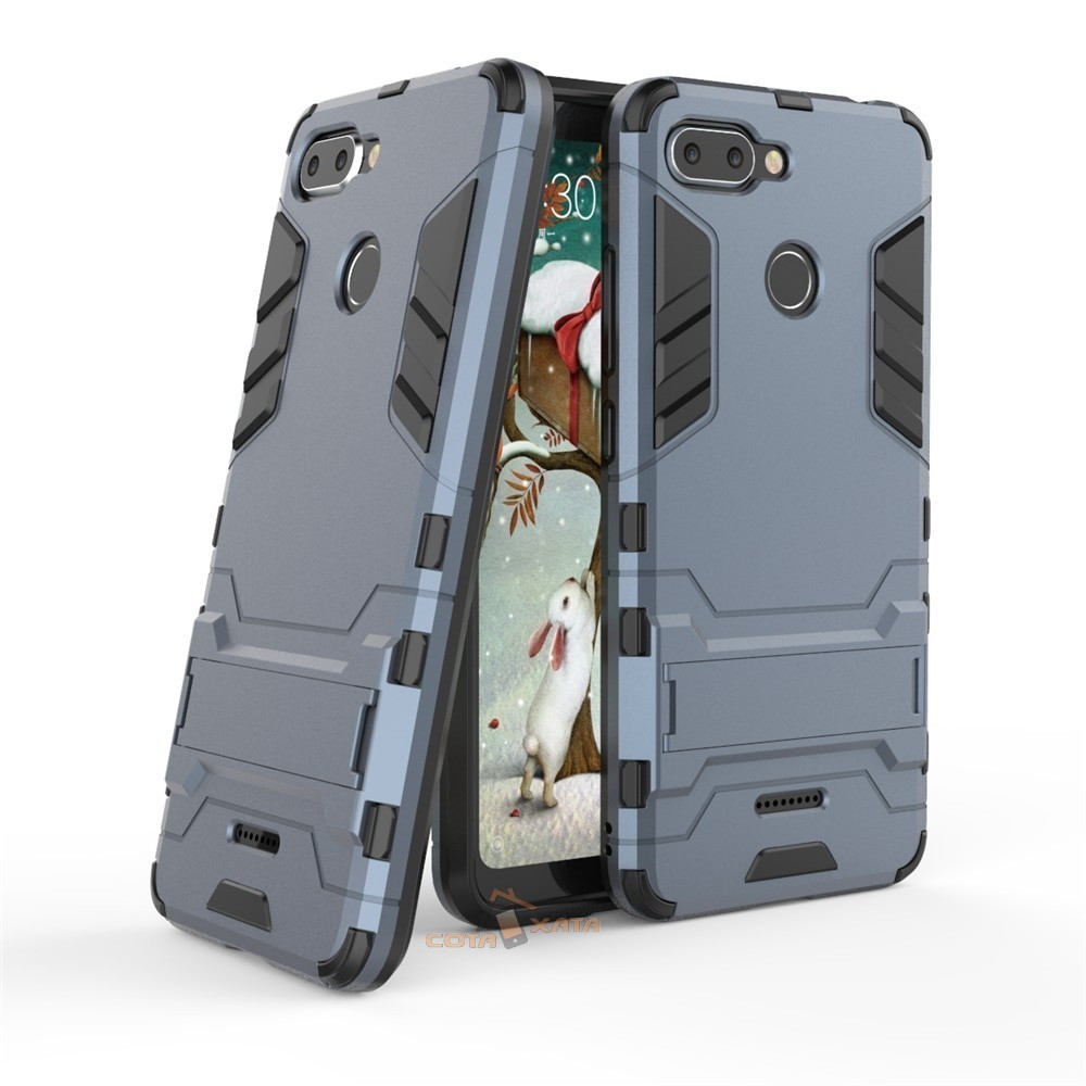Чохол накладка для Xiaomi Redmi 6 - Hybrid armor з підставкою Темно-Сірий