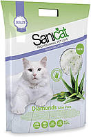 Силикагелевый наповнювач 15л Sanicat Diamonds Aloe Vera всмоктуючий