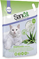 Силикагелевый наповнювач 5л Sanicat Diamonds Aloe Vera всмоктуючий