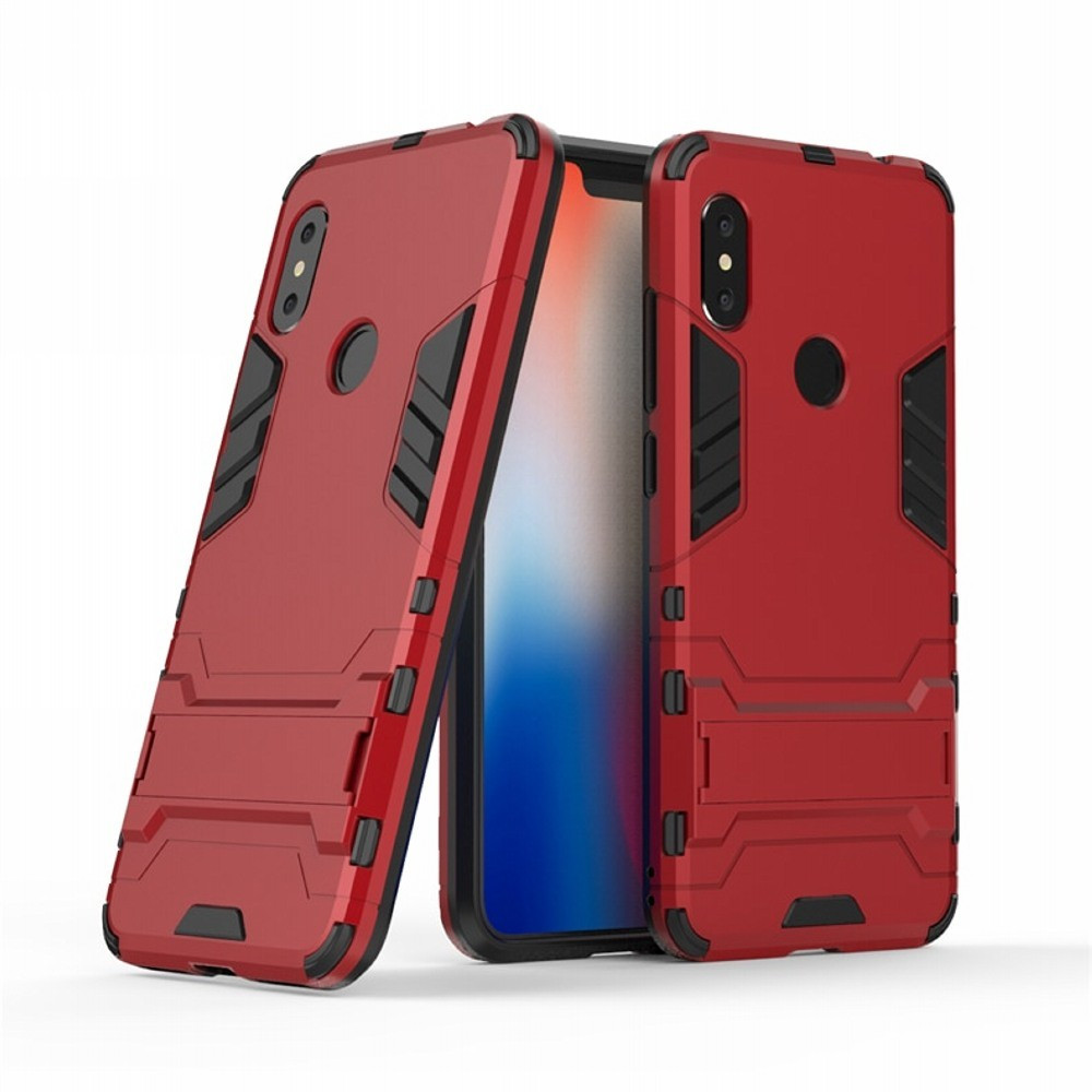 Чохол накладка для Xiaomi Redmi Note 6 Pro - Hybrid armor з підставкою Червоний